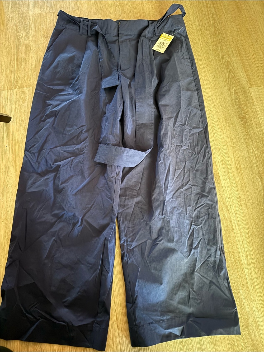 New Day Wide-Leg Navy Pants with Waist Tie